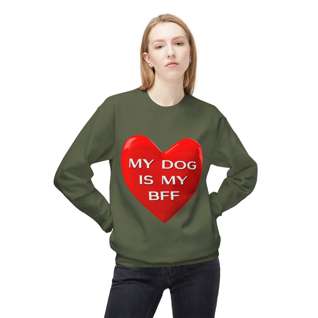 My Dog Is My BFF Crewneck Sweatshirt | Dog Lover Graphic Tee, Casual Pet Apparel - 15 Colors!