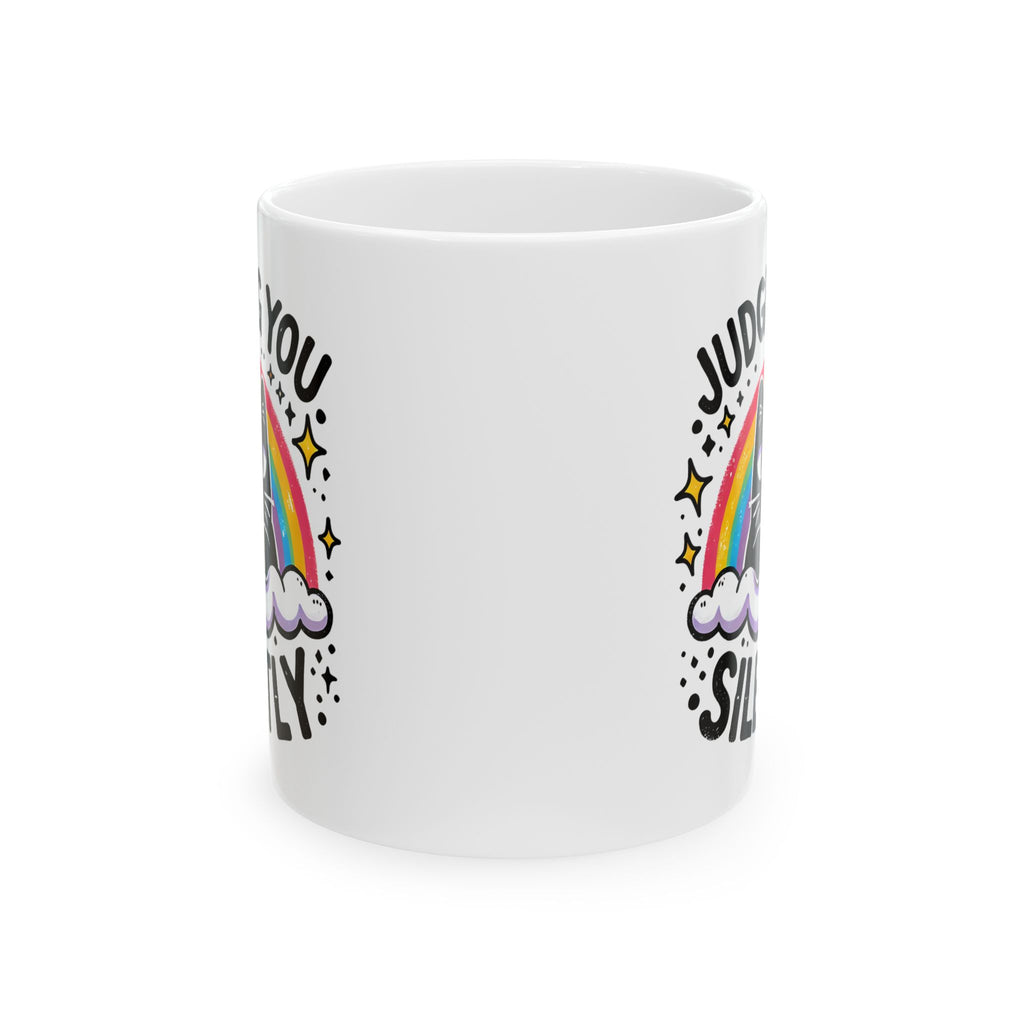 Silently Judging Cat Ceramic Mug | Funny Cat Coffee Mug with Sarcastic Illustration 11oz./15oz.