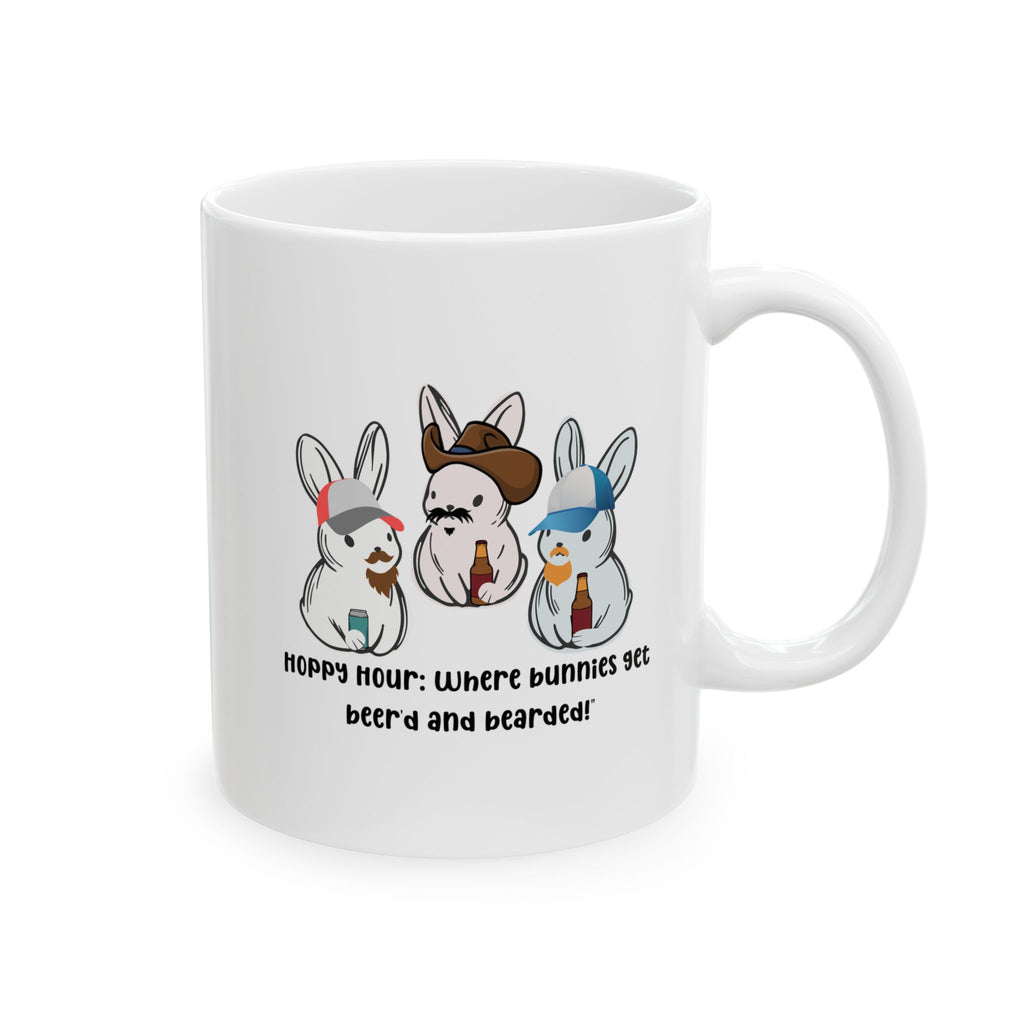 Bearded Rabbit Beer Mug — Funny Illustrated Ceramic Coffee & Beer Mug (11oz/15oz)