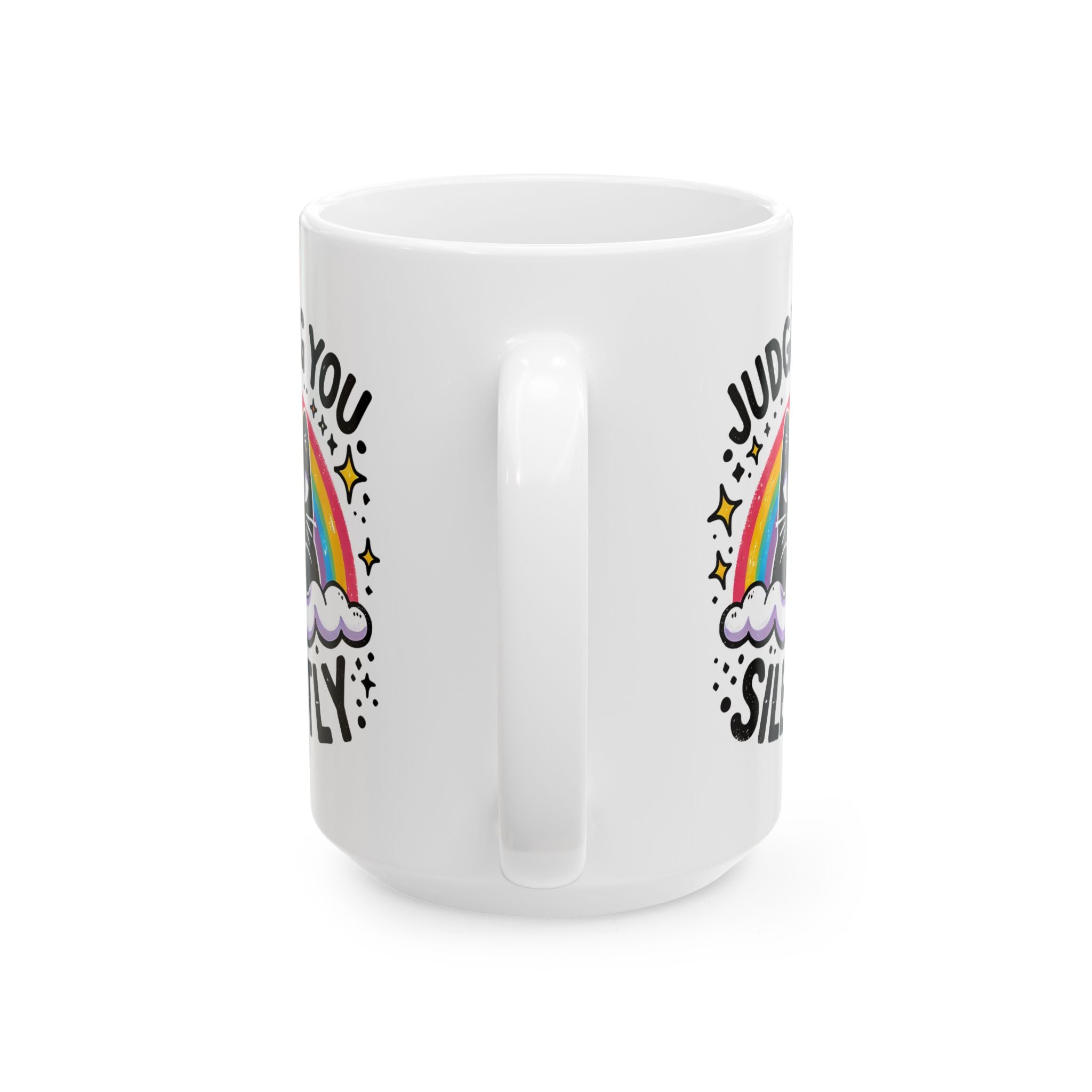 Silently Judging Cat Ceramic Mug | Funny Cat Coffee Mug with Sarcastic Illustration 11oz./15oz.