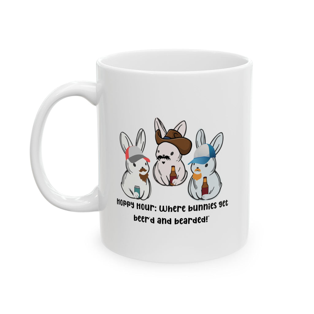 Bearded Rabbit Beer Mug — Funny Illustrated Ceramic Coffee & Beer Mug (11oz/15oz)